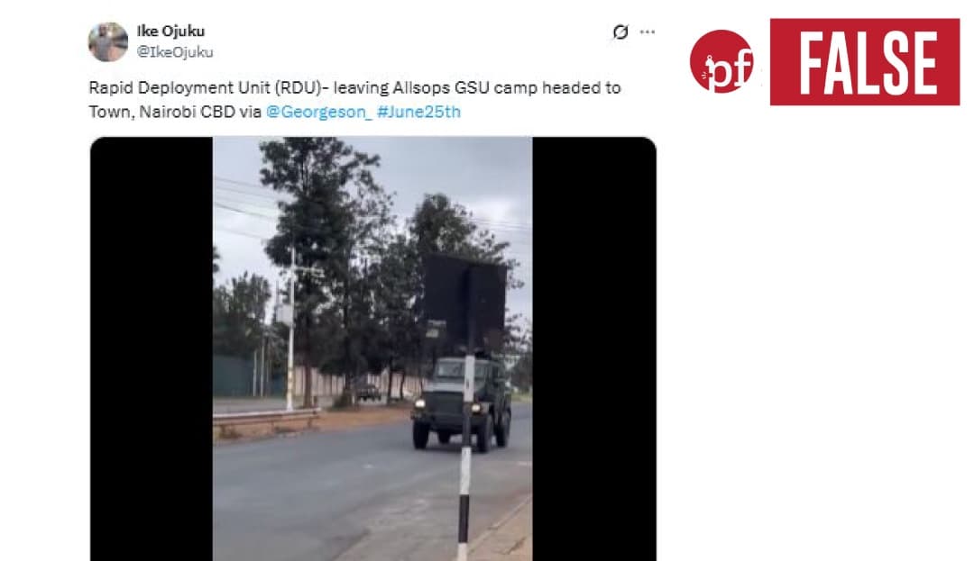 Does this video show Rapid Deployment Unit (RDU) officers heading to Nairobi’s CBD on June 25, 2025?